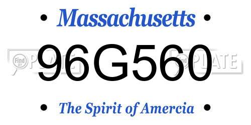 96G560 Massachusetts License Plate