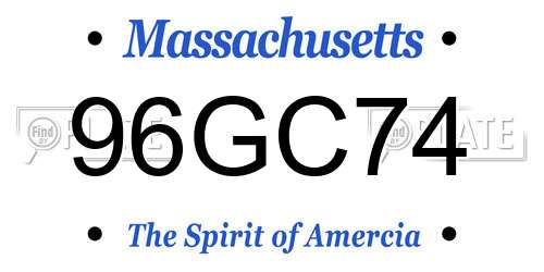 96GC74 Massachusetts License Plate