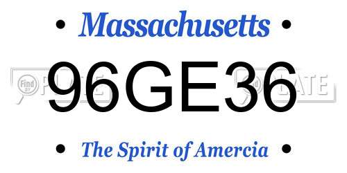 96GE36 Massachusetts License Plate