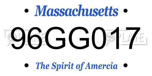 96GG017 Massachusetts License Plate