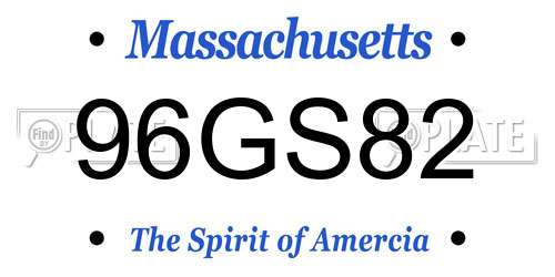 96GS82 Massachusetts License Plate