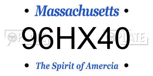 96HX40 Massachusetts License Plate