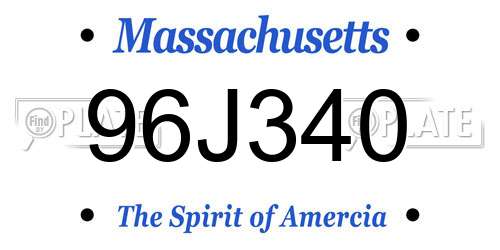 96J340 Massachusetts License Plate