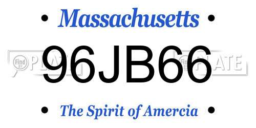 96JB66 Massachusetts License Plate