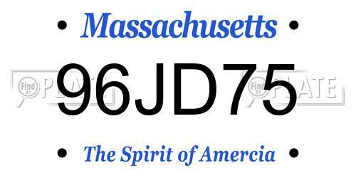 96JD75 Massachusetts License Plate