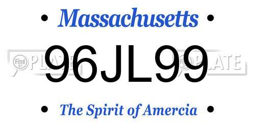 96JL99 Massachusetts License Plate
