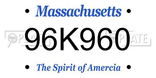 96K960 Massachusetts License Plate