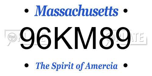 96KM89 Massachusetts License Plate