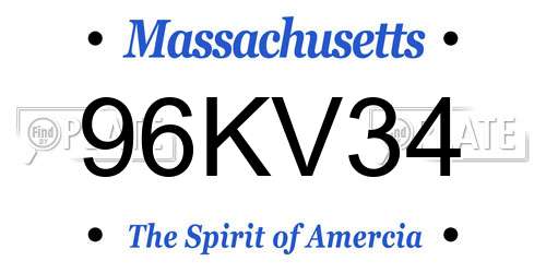 96KV34 Massachusetts License Plate