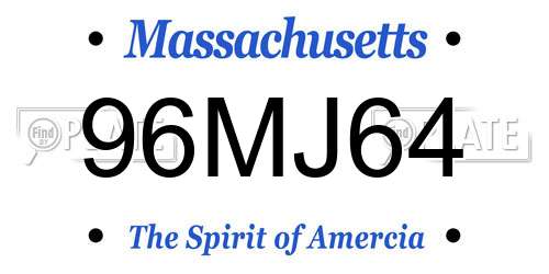 96MJ64 Massachusetts License Plate