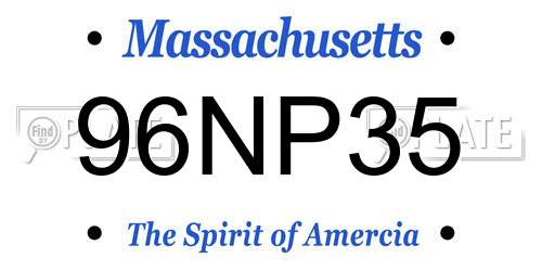 96NP35 Massachusetts License Plate