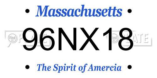 96NX18 Massachusetts License Plate