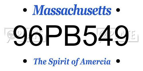 96PB549 Massachusetts License Plate