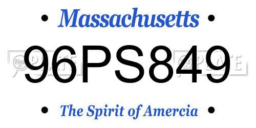 96PS849 Massachusetts License Plate