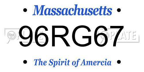 96RG67 Massachusetts License Plate