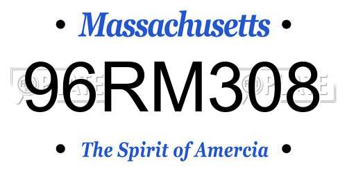 96RM308 Massachusetts License Plate