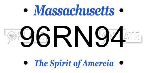 96RN94 Massachusetts License Plate
