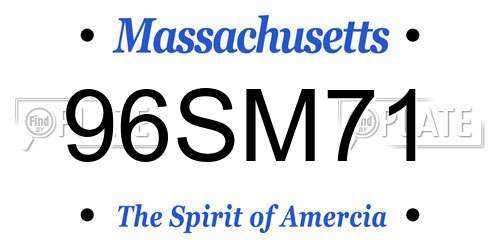96SM71 Massachusetts License Plate
