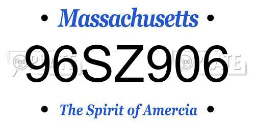 96SZ906 Massachusetts License Plate