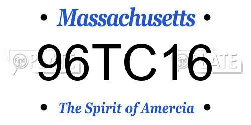 96TC16 Massachusetts License Plate