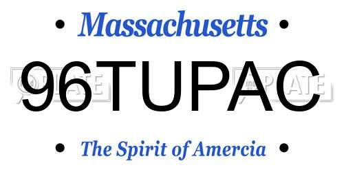 96TUPAC Massachusetts License Plate