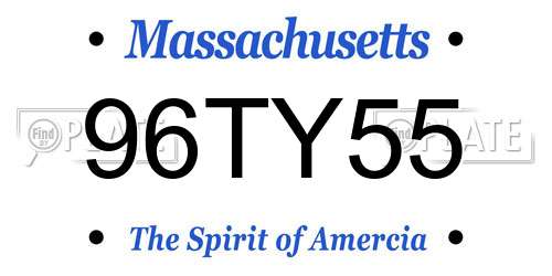 96TY55 Massachusetts License Plate