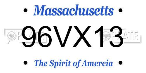96VX13 Massachusetts License Plate