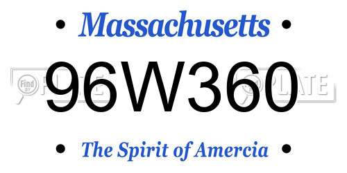 96W360 Massachusetts License Plate