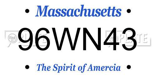 96WN43 Massachusetts License Plate