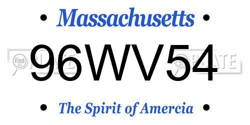 96WV54 Massachusetts License Plate