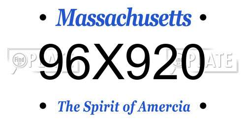 96X920 Massachusetts License Plate
