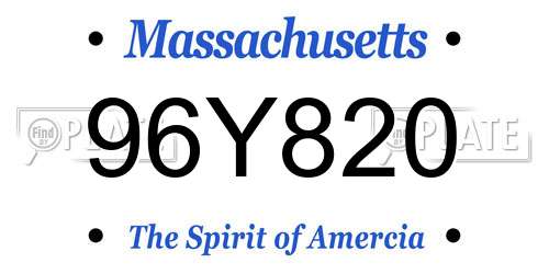 96Y820 Massachusetts License Plate