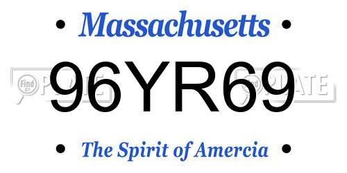 96YR69 Massachusetts License Plate