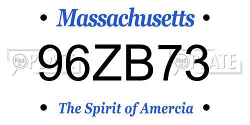 96ZB73 Massachusetts License Plate
