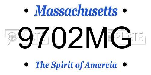9702MG Massachusetts License Plate