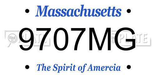 9707MG Massachusetts License Plate