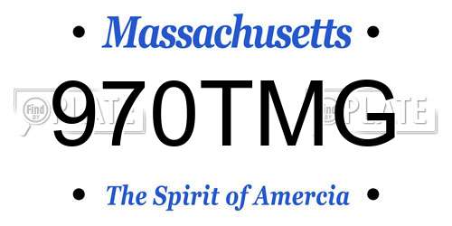 970TMG Massachusetts License Plate