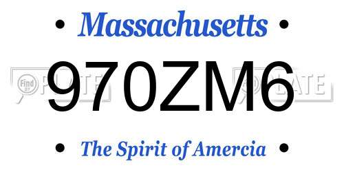 970ZM6 Massachusetts License Plate