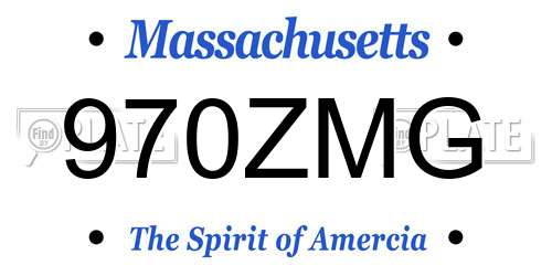 970ZMG Massachusetts License Plate