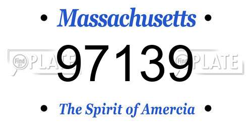 97139 Massachusetts License Plate