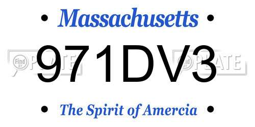 971DV3 Massachusetts License Plate