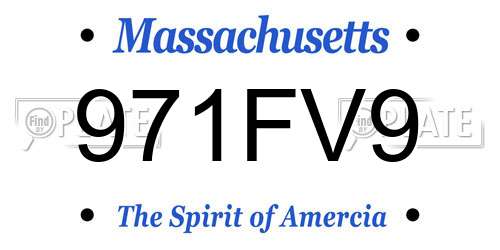 971FV9 Massachusetts License Plate