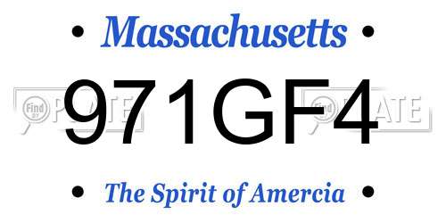 971GF4 Massachusetts License Plate