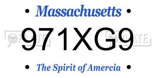 971XG9 Massachusetts License Plate