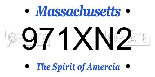 971XN2 Massachusetts License Plate