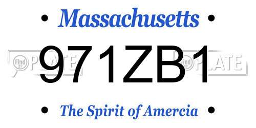 971ZB1 Massachusetts License Plate
