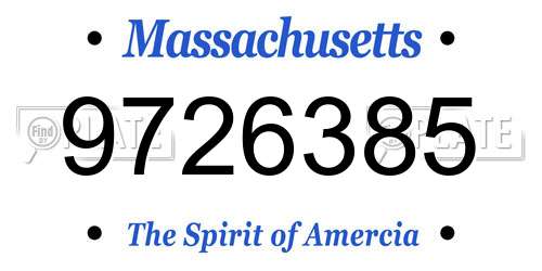 9726385 Massachusetts License Plate