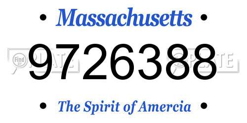 9726388 Massachusetts License Plate