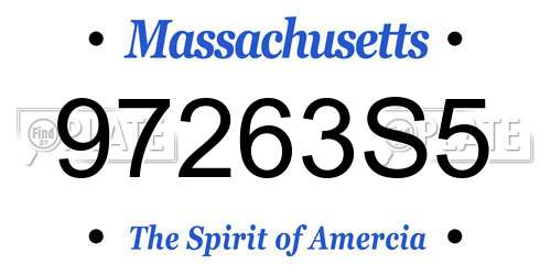 97263S5 Massachusetts License Plate