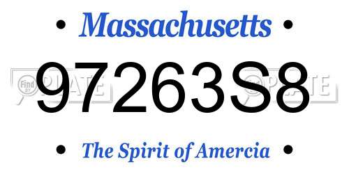 97263S8 Massachusetts License Plate